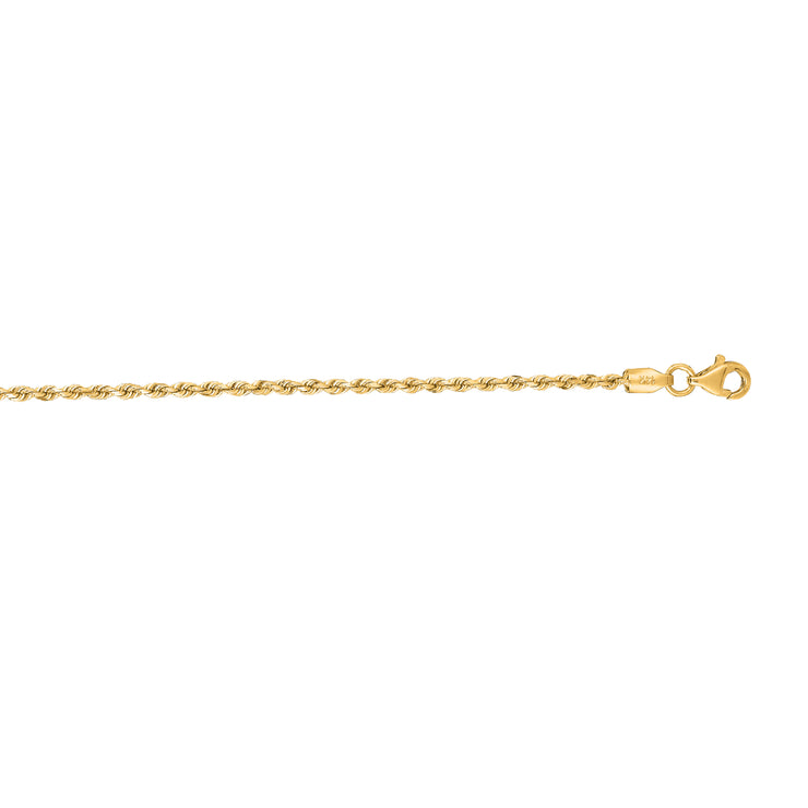 10K Gold 1.8mm Solid Diamond Cut Royal Rope Chain