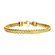 18Kt Gold IP Double Diamond Cut Spiga Chain Bracelet