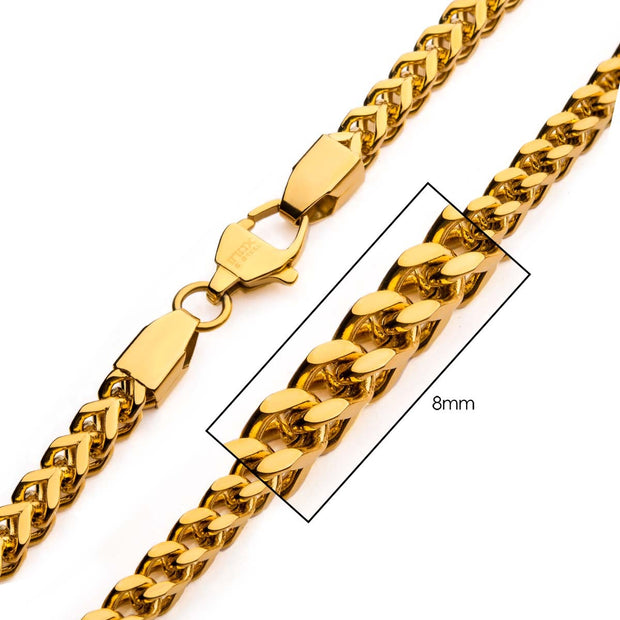 8mm 18Kt Gold IP Franco Chain Necklace