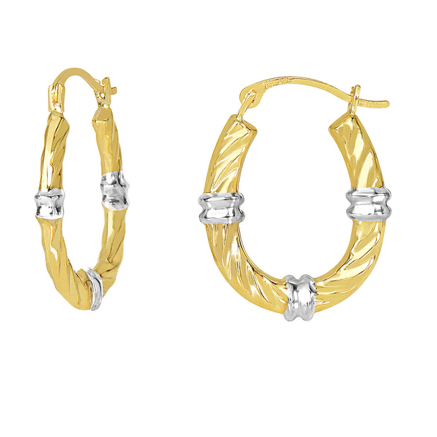 10K Gold Station Hoop Earring