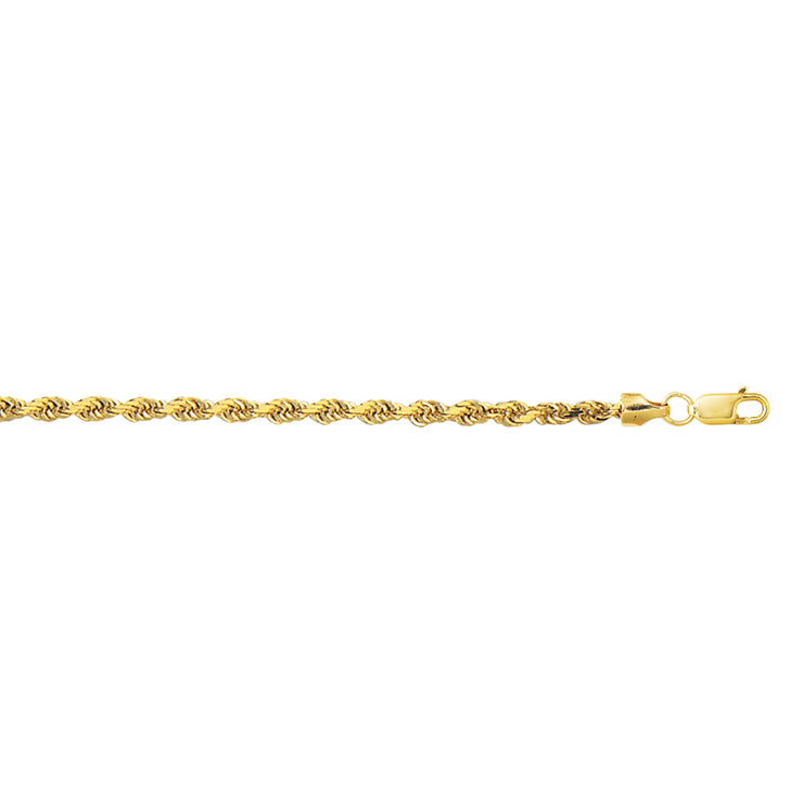 10K Gold 3.2mm Diamond Cut Lite Rope Chain