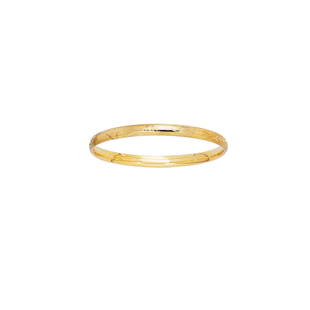 14K Gold Filagree Pattern & Florentine Finish Bangle