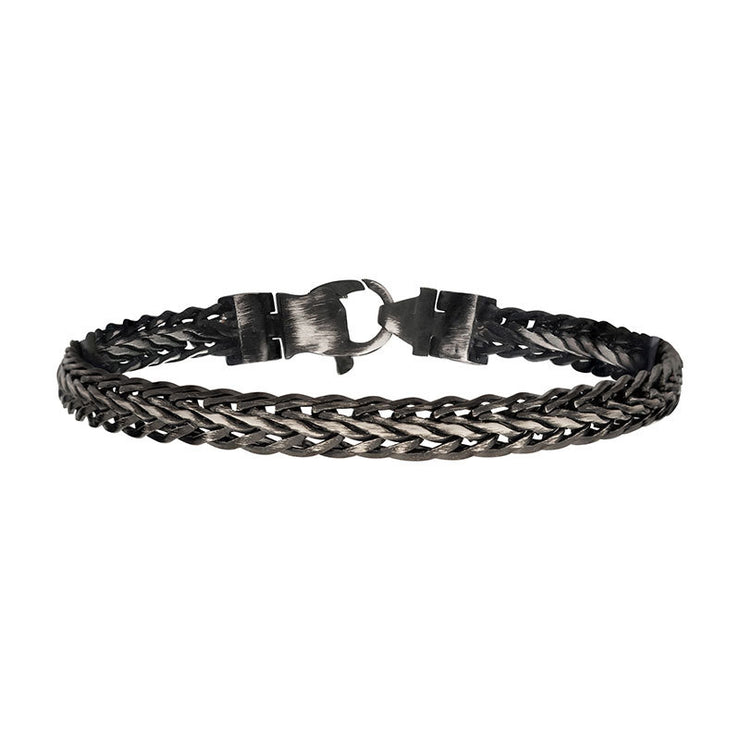 Antiqued Black IP Double Diamond Cut Spiga Chain Bracelet