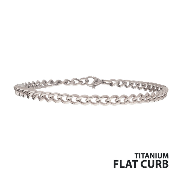 4.35mm Titanium Flat Curb Chain Bracelet