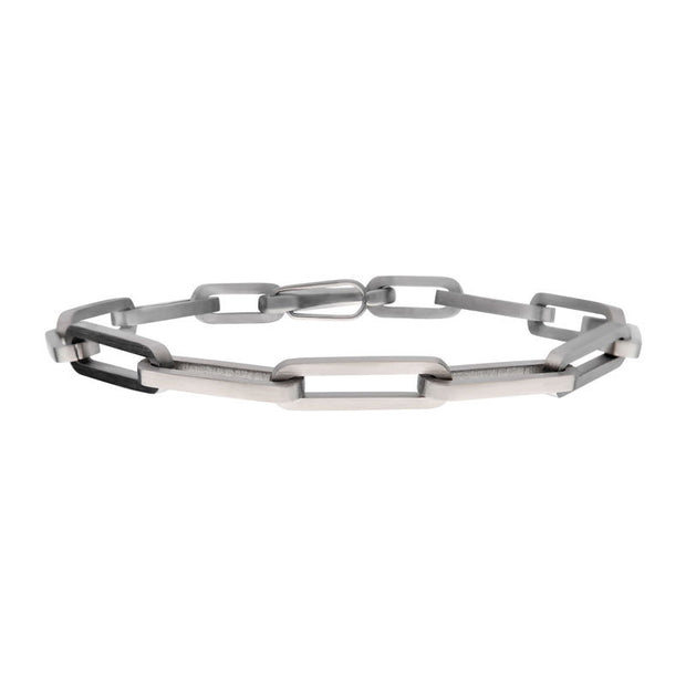 Matte Finish Steel Paperclip Link Chain Bracelet