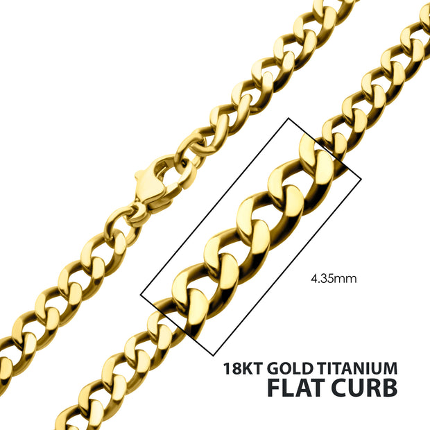 4.35mm 18Kt Gold IP Titanium Flat Curb Chain Necklace