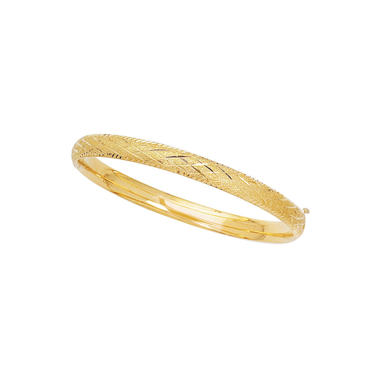 14K Gold Diamond Cut X Bangle