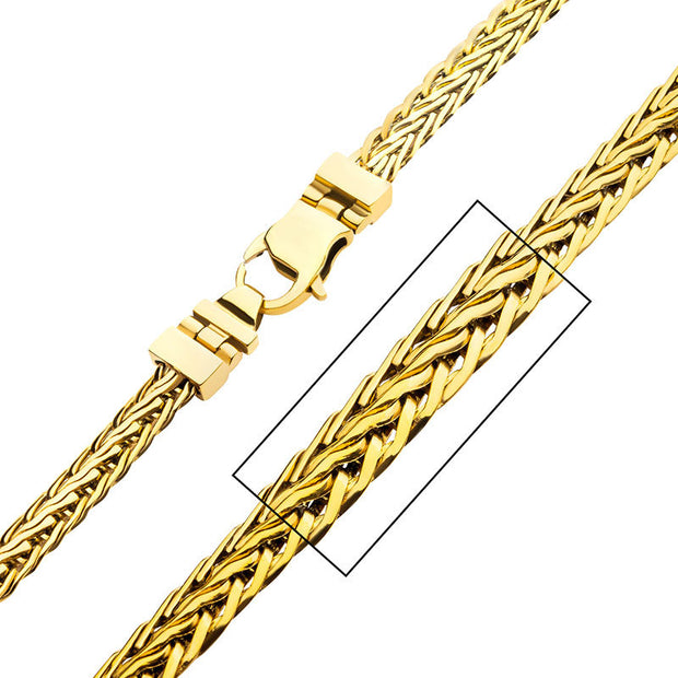 18Kt Gold IP Double Diamond Cut Spiga Chain Necklace