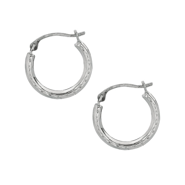 10K Gold Mini Diamond Cut Hoop Earring