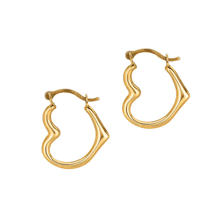 10K Gold Heart Hoop Earring