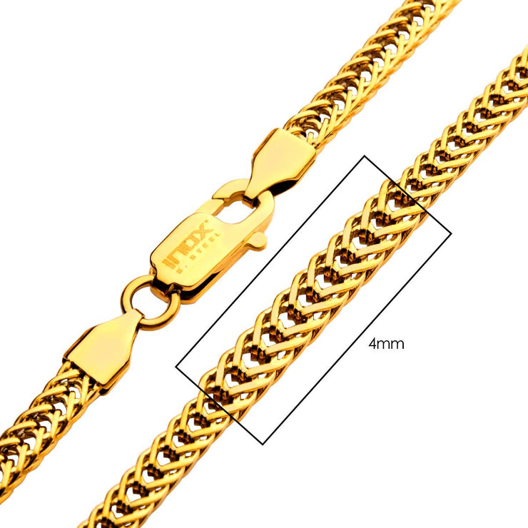 4mm 18Kt Gold IP Foxtail Chain Necklace