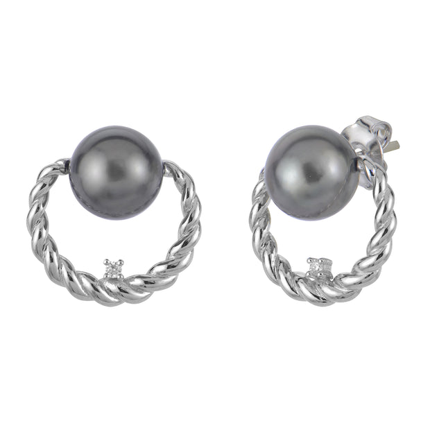 Sterling Silver Tahitian Pearl Earring