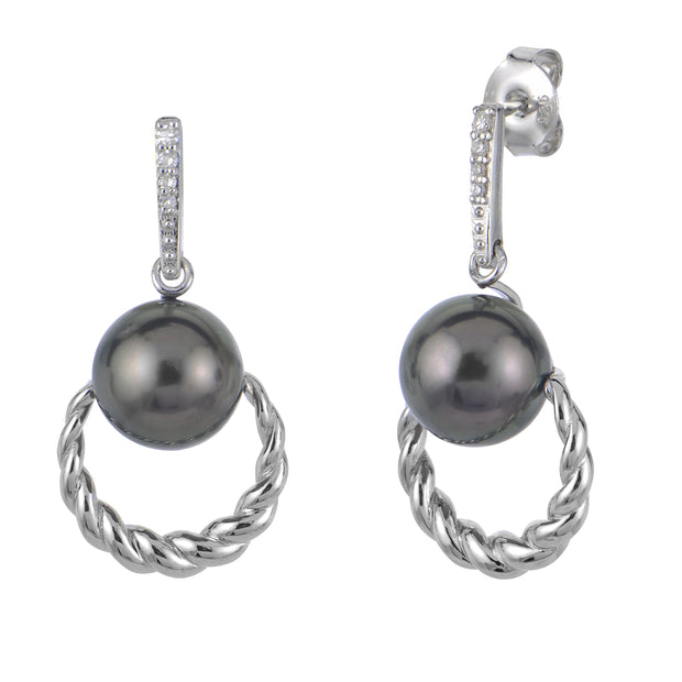 Sterling Silver Tahitian Pearl Earring