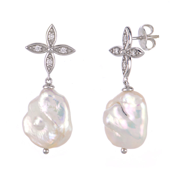 Sterling Silver Baroque Pearl Earring