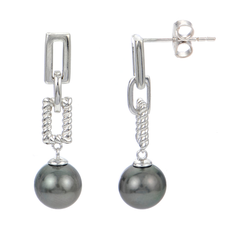 Sterling Silver Tahitian Pearl Earring