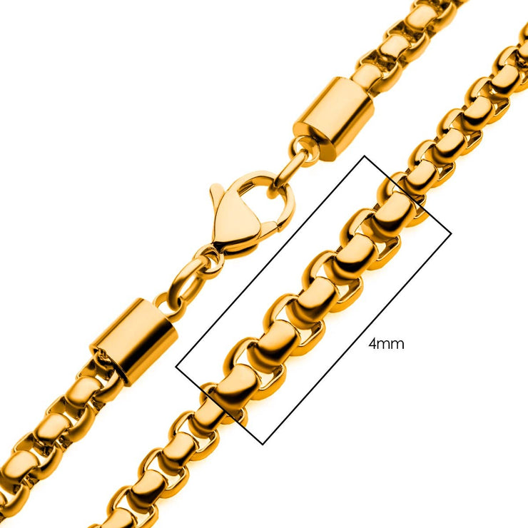 4mm 18Kt Gold IP Bold Box Chain Necklace