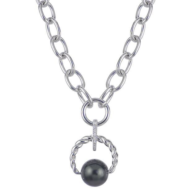 Sterling Silver Tahitian Pearl Necklace