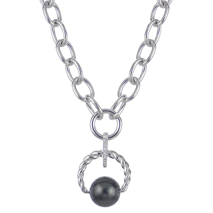 Sterling Silver Tahitian Pearl Necklace