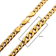 6mm 18Kt Gold IP Classic Curb Chain Necklace