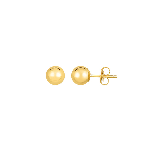 14K Gold Polished 6mm Post Earring