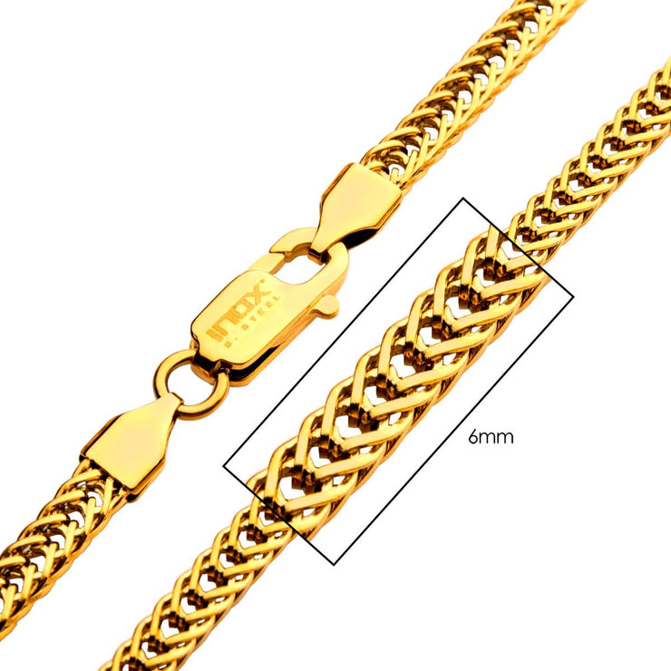 6mm 18Kt Gold IP Foxtail Chain Necklace