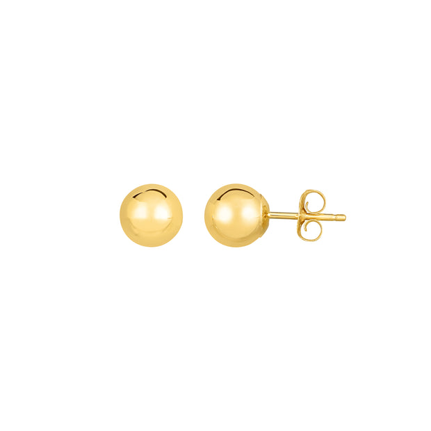 14K Gold Polished 7mm Post Earring