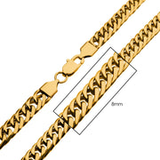 8mm 18Kt Gold IP Dome Curb Chain Necklace