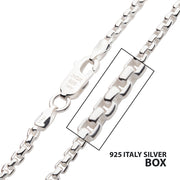 2.6mm 925 Italy Silver Polished Finish Box Chain Necklace with Flat Lobster Clasp