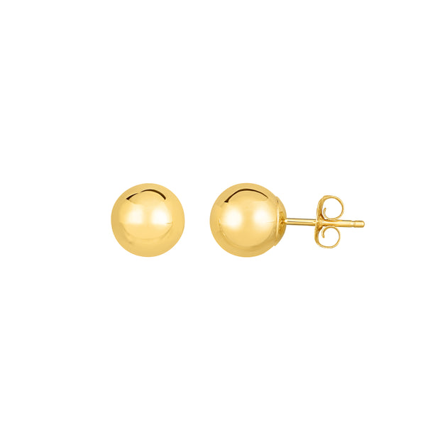 14K Gold Polished 8mm Post Earring