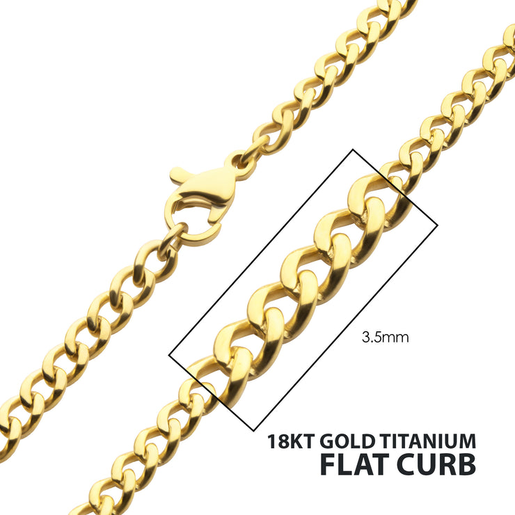 3.5mm 18Kt Gold IP Titanium Flat Curb Chain Necklace