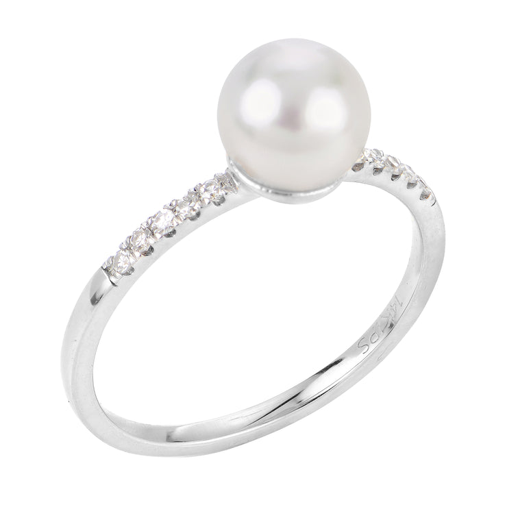 14KT White Gold Akoya Pearl Ring