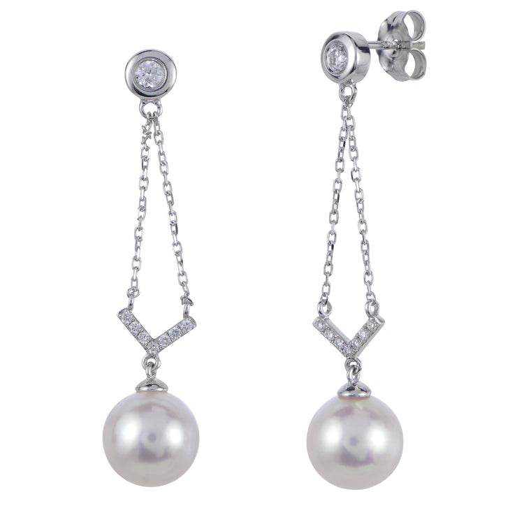 14KT White Gold Akoya Pearl Earring