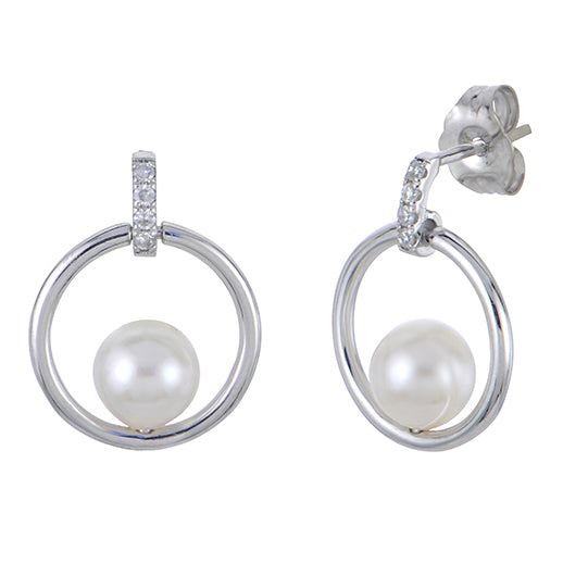 14KT White Gold Akoya Pearl Earring