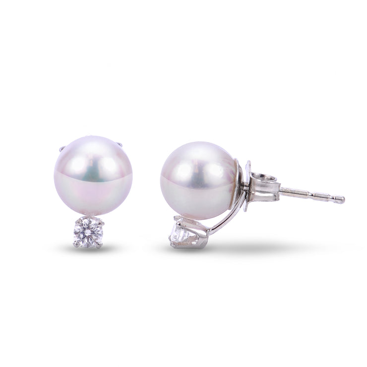 14KT White Gold Akoya Pearl Earring