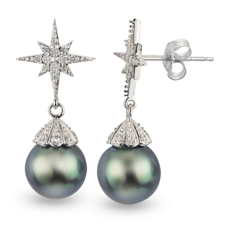 14KT White Gold Tahitian Pearl Earring