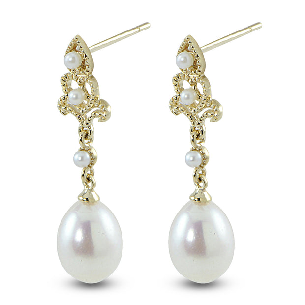 14KT Yellow Gold Freshwater Pearl Earring