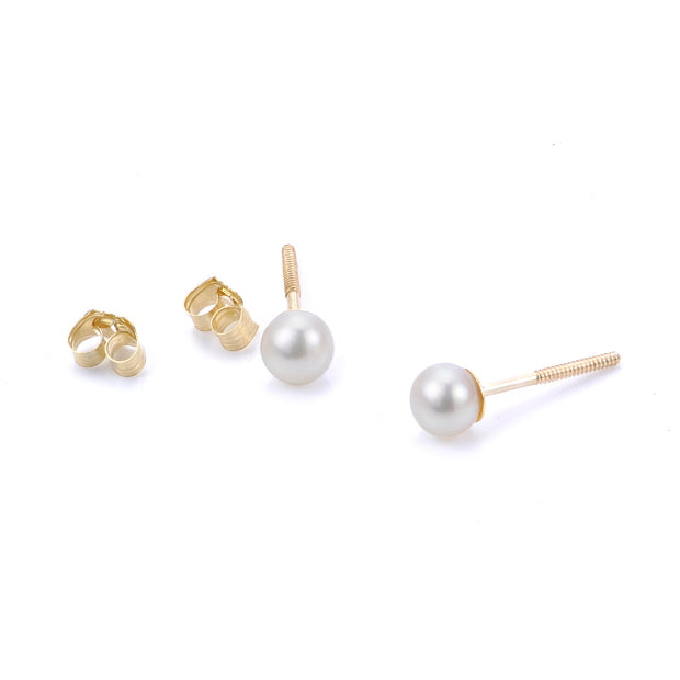 Childrens 14KT Yellow Gold Freshwater Pearl Earring