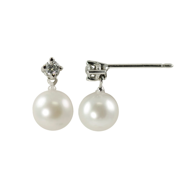 14KT White Gold Akoya Pearl Earring