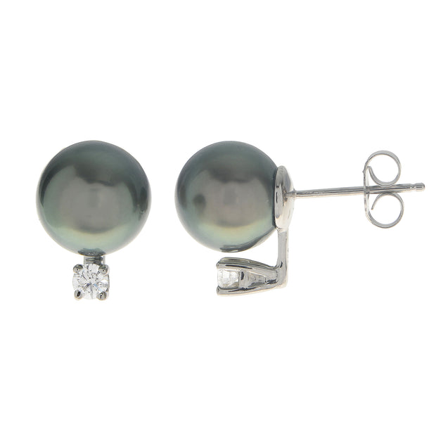 14KT White Gold Tahitian Pearl Earring