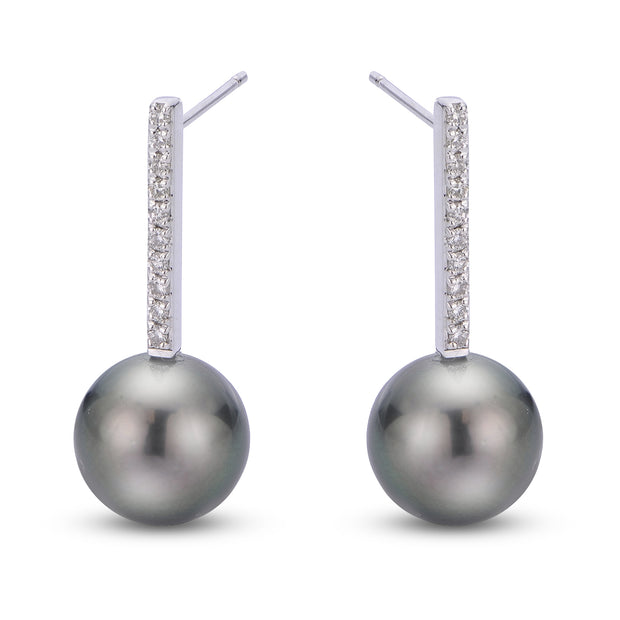 14KT White Gold Tahitian Pearl Earring