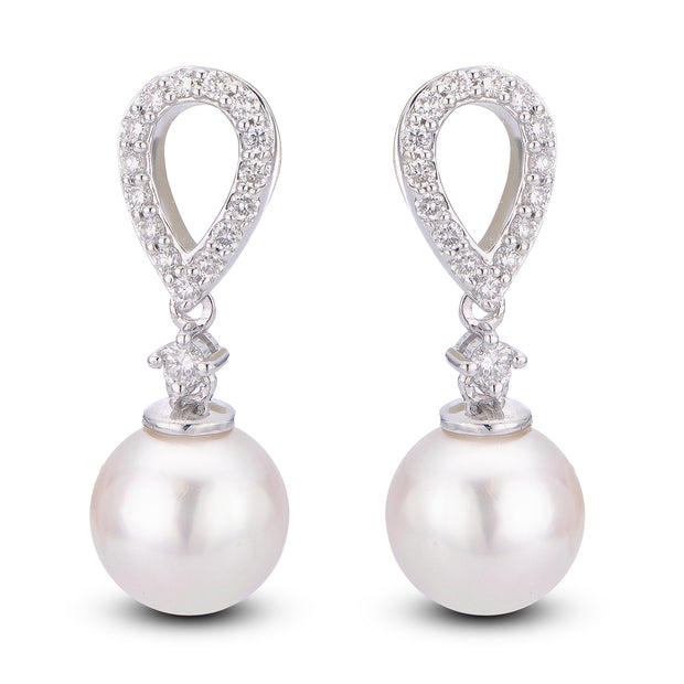 14KT White Gold Akoya Pearl Earring