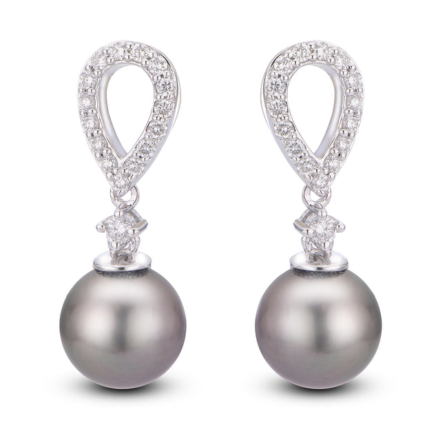 14KT White Gold Tahitian Pearl Earring