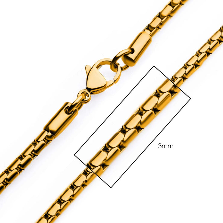 3mm 18Kt Gold IP Boston Link Chain Necklace