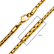 3mm 18Kt Gold IP Boston Link Chain Necklace