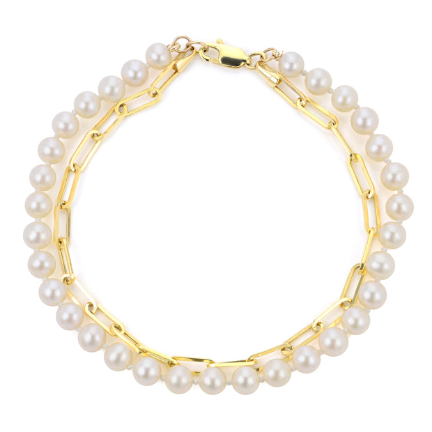 14KT Yellow Gold Freshwater Pearl Bracelet