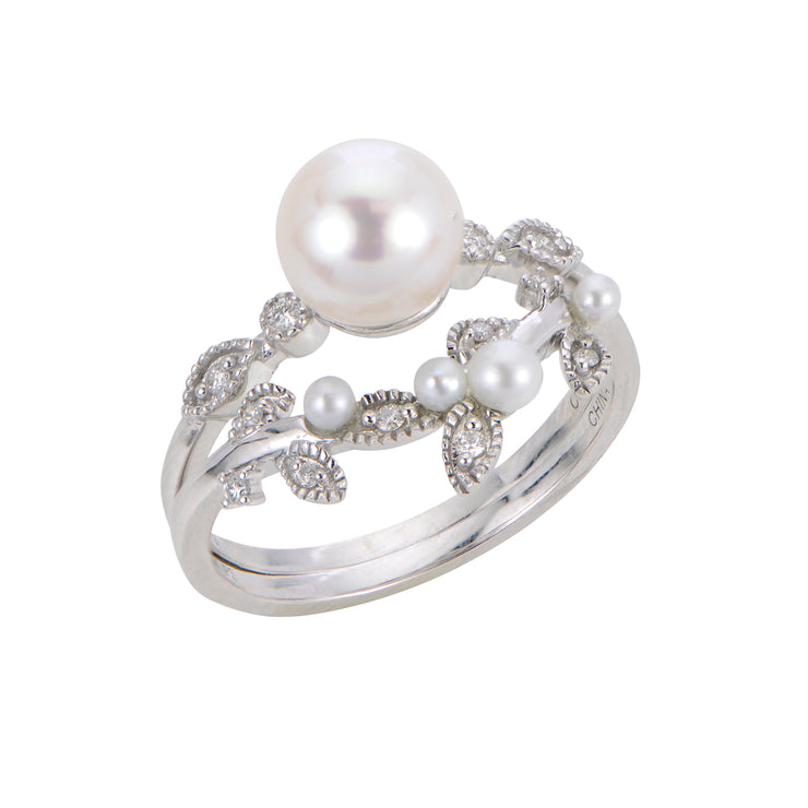 14KT White Gold Freshwater Pearl Set