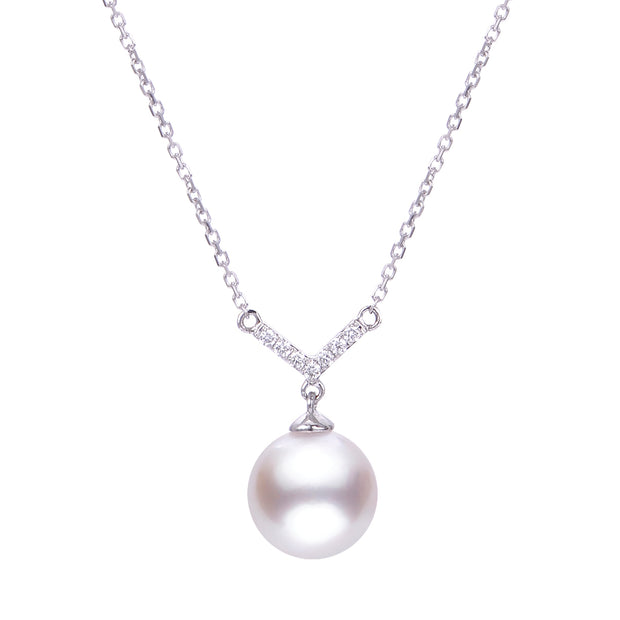 14KT White Gold Akoya Pearl Necklace