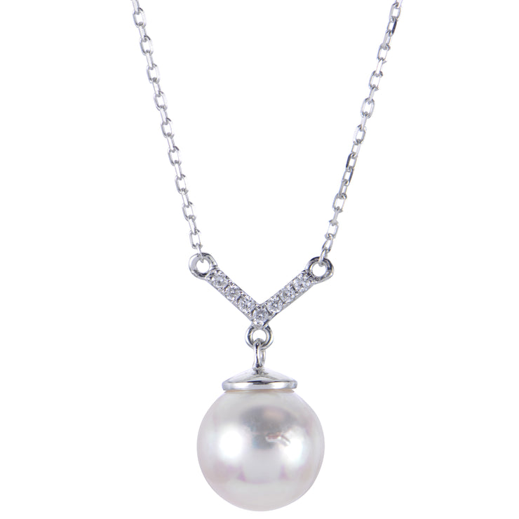 14KT White Gold Akoya Pearl Necklace