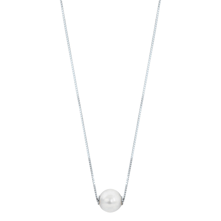 14KT White Gold Akoya Pearl Solitaire Necklace