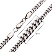 8mm Steel Diamond Cut Curb Chain Necklace